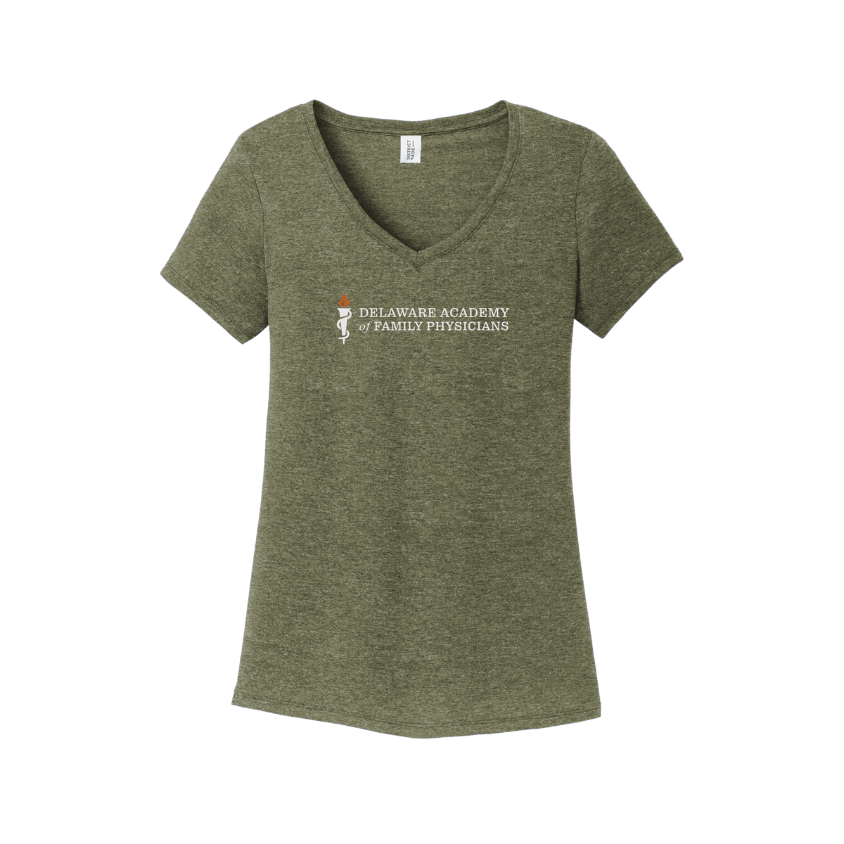 delfamdoc-district-womens-perfect-tri-v-neck-tee-dtf-front-DM1350L-militarygreenfrost-flat-front