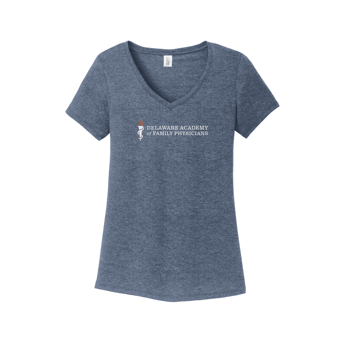 delfamdoc-district-womens-perfect-tri-v-neck-tee-dtf-front-DM1350L-navyfrost-flat-front