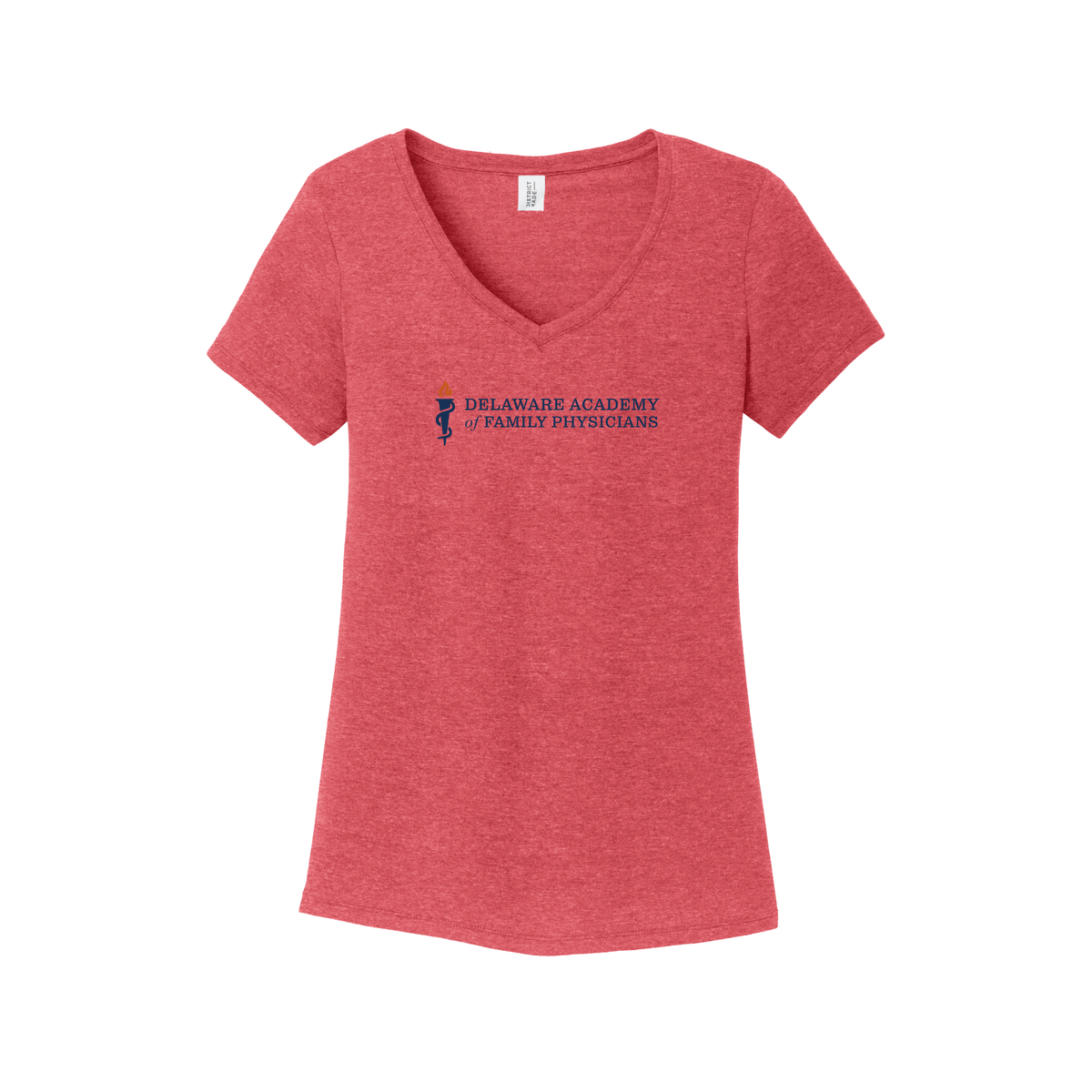 delfamdoc-district-womens-perfect-tri-v-neck-tee-dtf-front-DM1350L-redfrost-flat-front