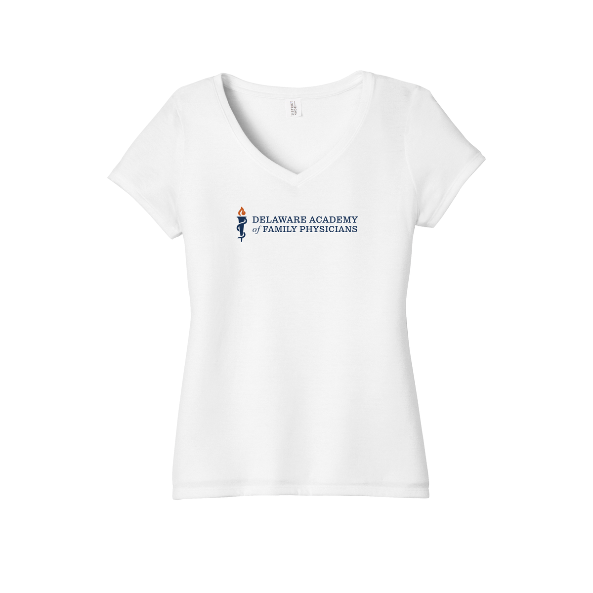 delfamdoc-district-womens-perfect-tri-v-neck-tee-dtf-front-DM1350L-white-flat-front