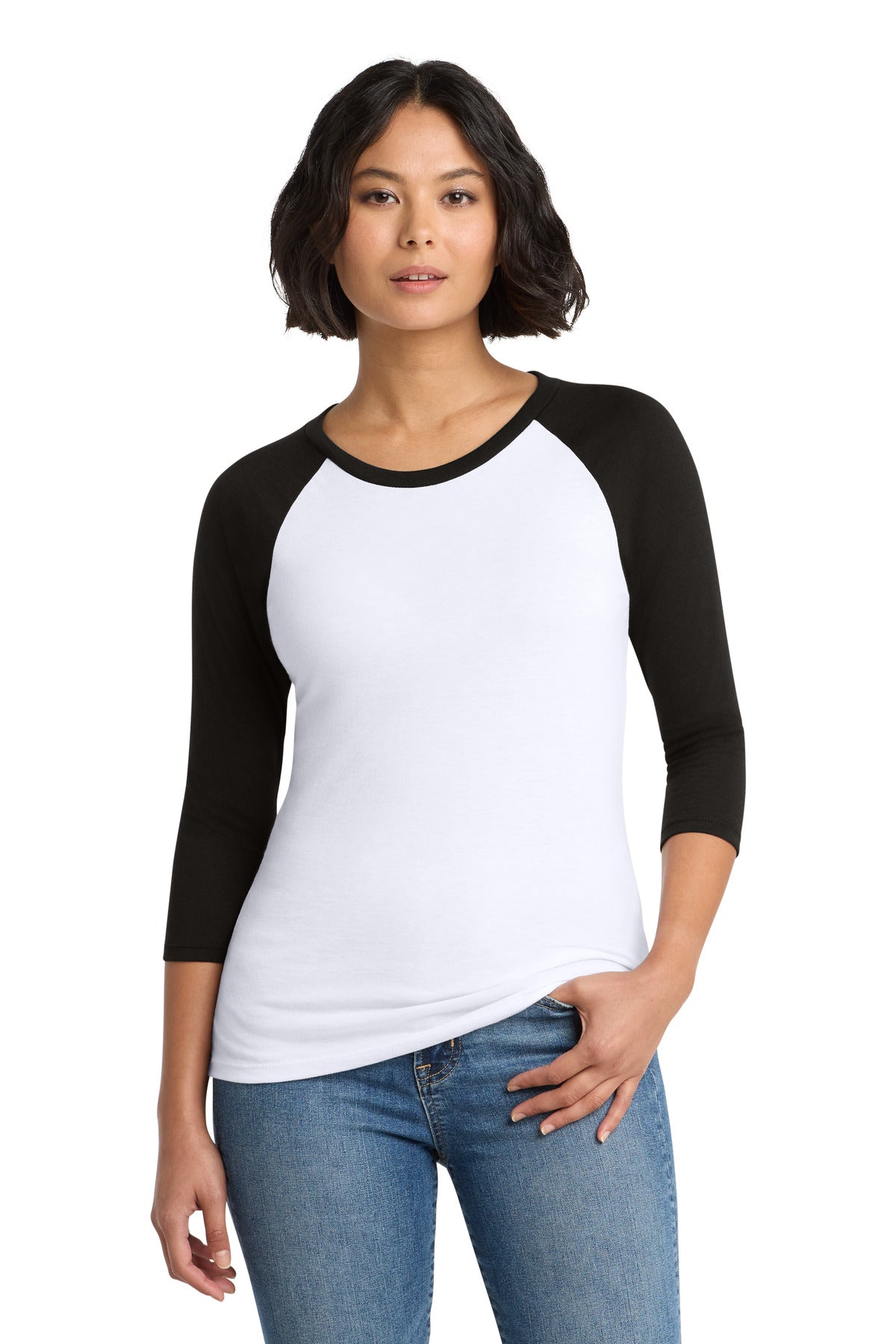 District® Women's Perfect Tri® 3/4-Sleeve Raglan. DM136L
