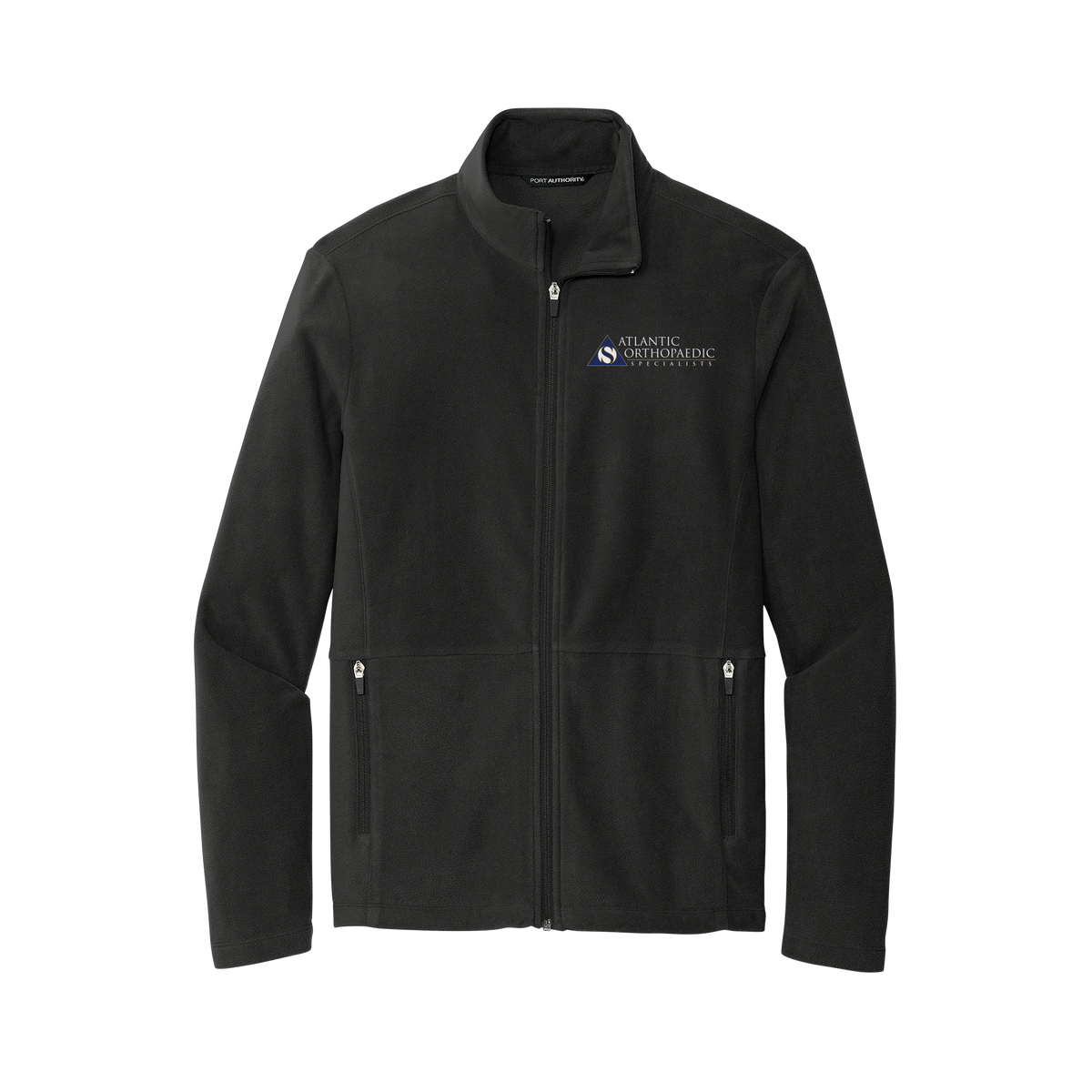 atlanticortho-mens-pro-microfleece-jacket-embroidery-leftchest-F151-black-flat-front