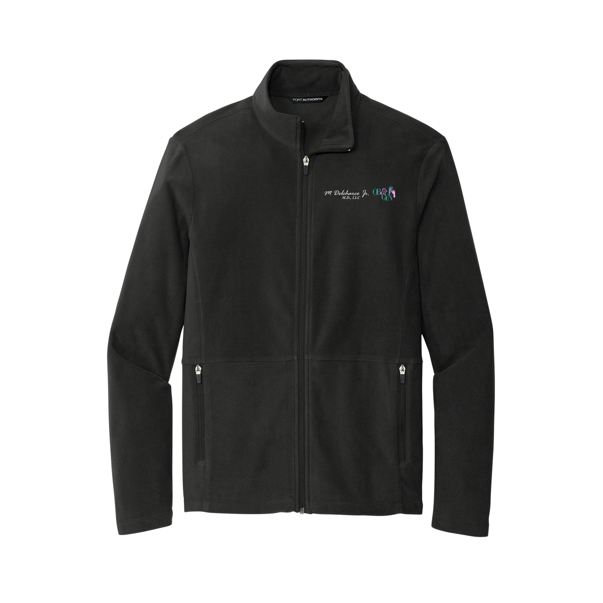 delcharco-mens-pro-microfleece-jacket-embroidery-leftchest-F151-black-flat-front