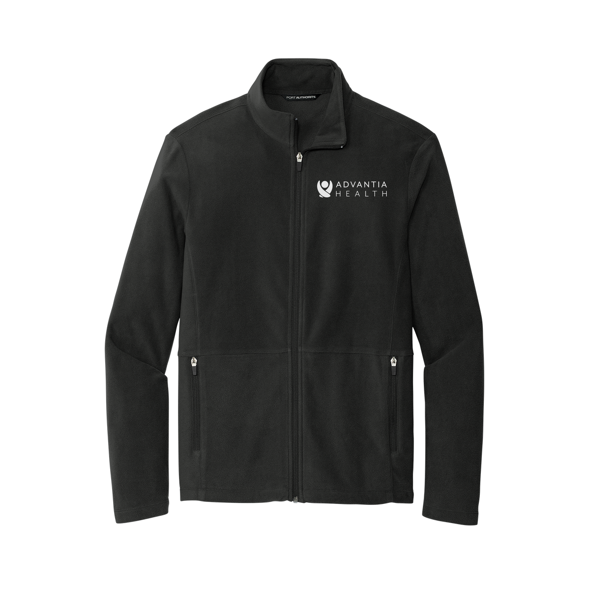 advantiahealth-mens-pro-microfleece-jacket-embroidery-leftchest-F151-black-flat-front