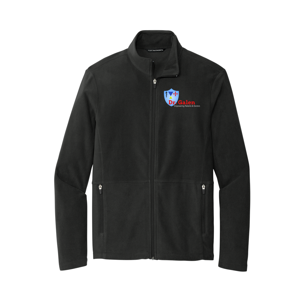 drgalen-mens-pro-microfleece-jacket-embroidery-leftchest-F151-black-flat-front