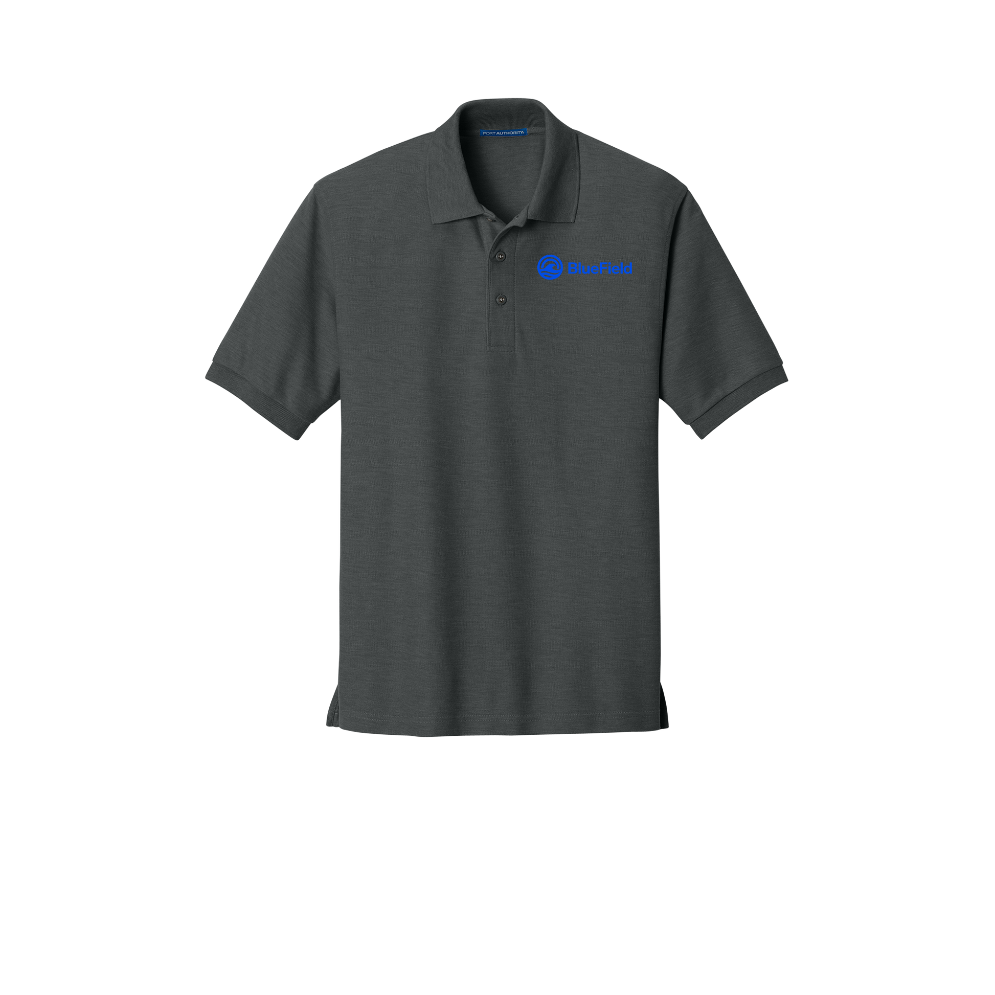 bluefieldnetwork-port-authority-silk-touch-polo-embroidery-leftchest-K500-charcoalheathergrey-flat-front