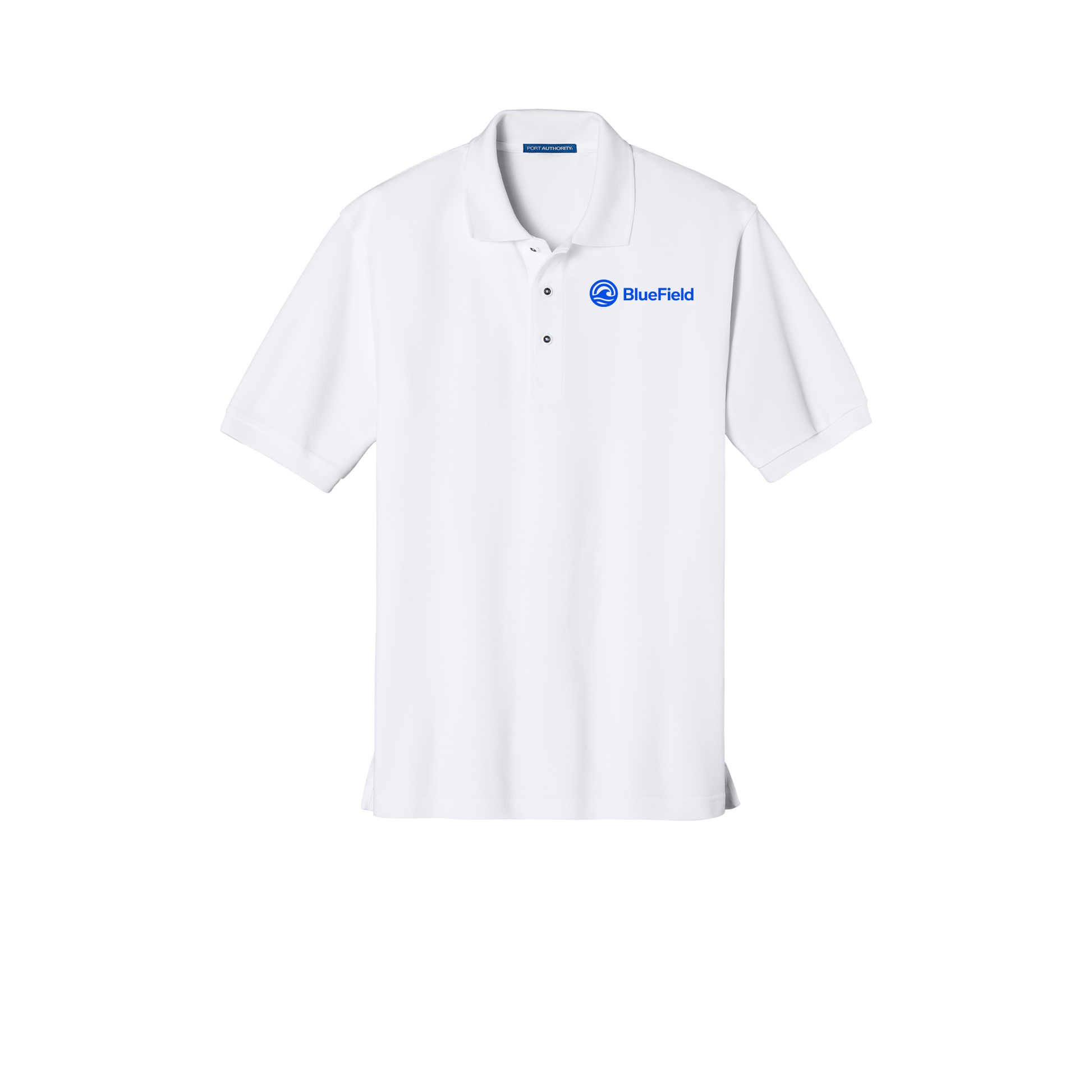 bluefieldnetwork-port-authority-silk-touch-polo-embroidery-leftchest-K500-white-flat-front