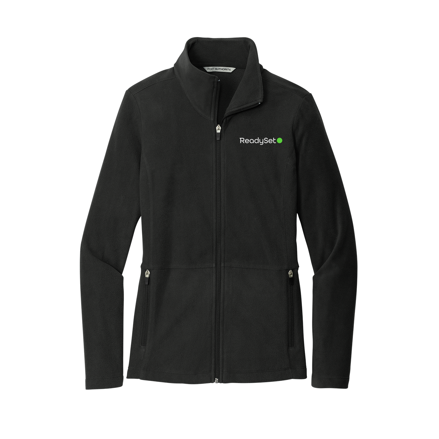 readysetsurgical-womens-pro-microfleece-jacket-embroidery-leftchest-L151-black-flat-front