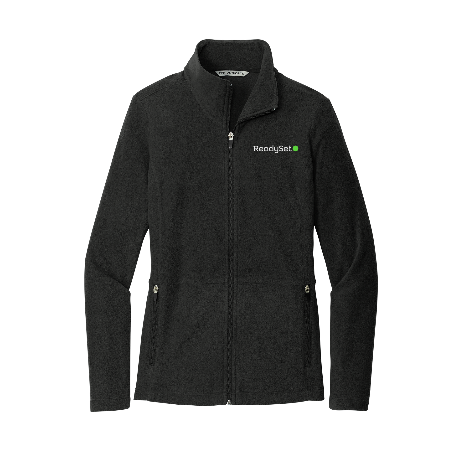 readysetsurgical-womens-pro-microfleece-jacket-embroidery-leftchest-L151-black-flat-front