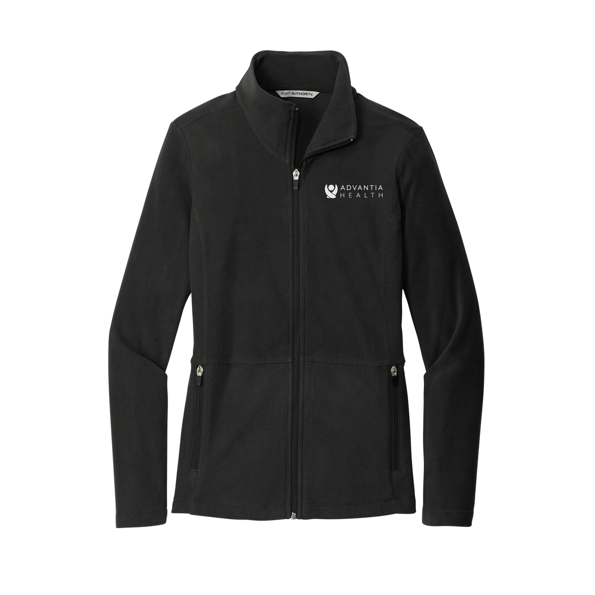 advantiahealth-womens-pro-microfleece-jacket-embroidery-leftchest-L151-black-flat-front