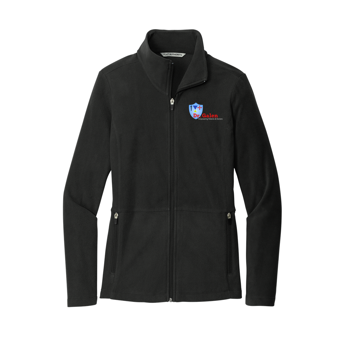 drgalen-womens-pro-microfleece-jacket-embroidery-leftchest-L151-black-flat-front