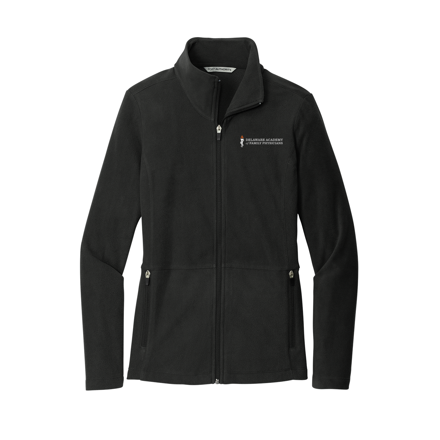 delfamdoc-womens-pro-microfleece-jacket-embroidery-leftchest-L151-black-flat-front