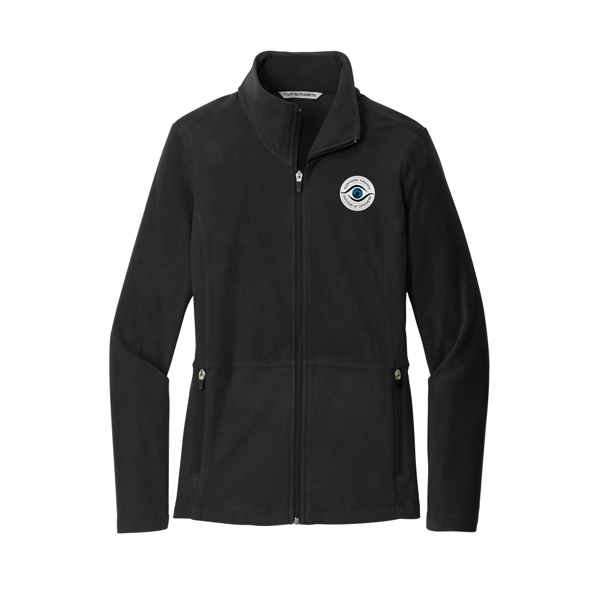 novaeyedocs-womens-pro-microfleece-jacket-embroidery-leftchest-L151-black-flat-front