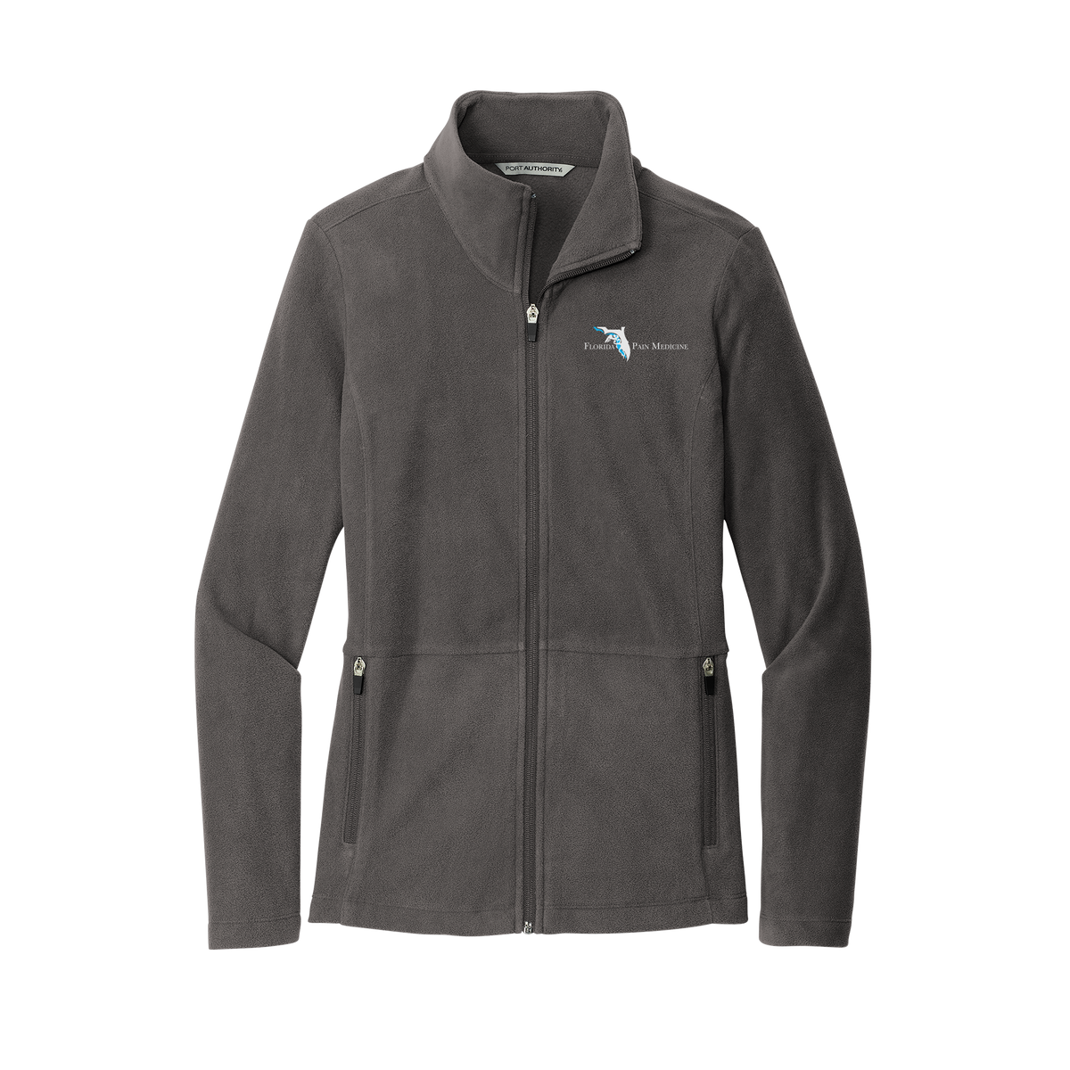 floridapainmedicine-womens-pro-microfleece-jacket-embroidery-leftchest-L151-pewter-flat-front