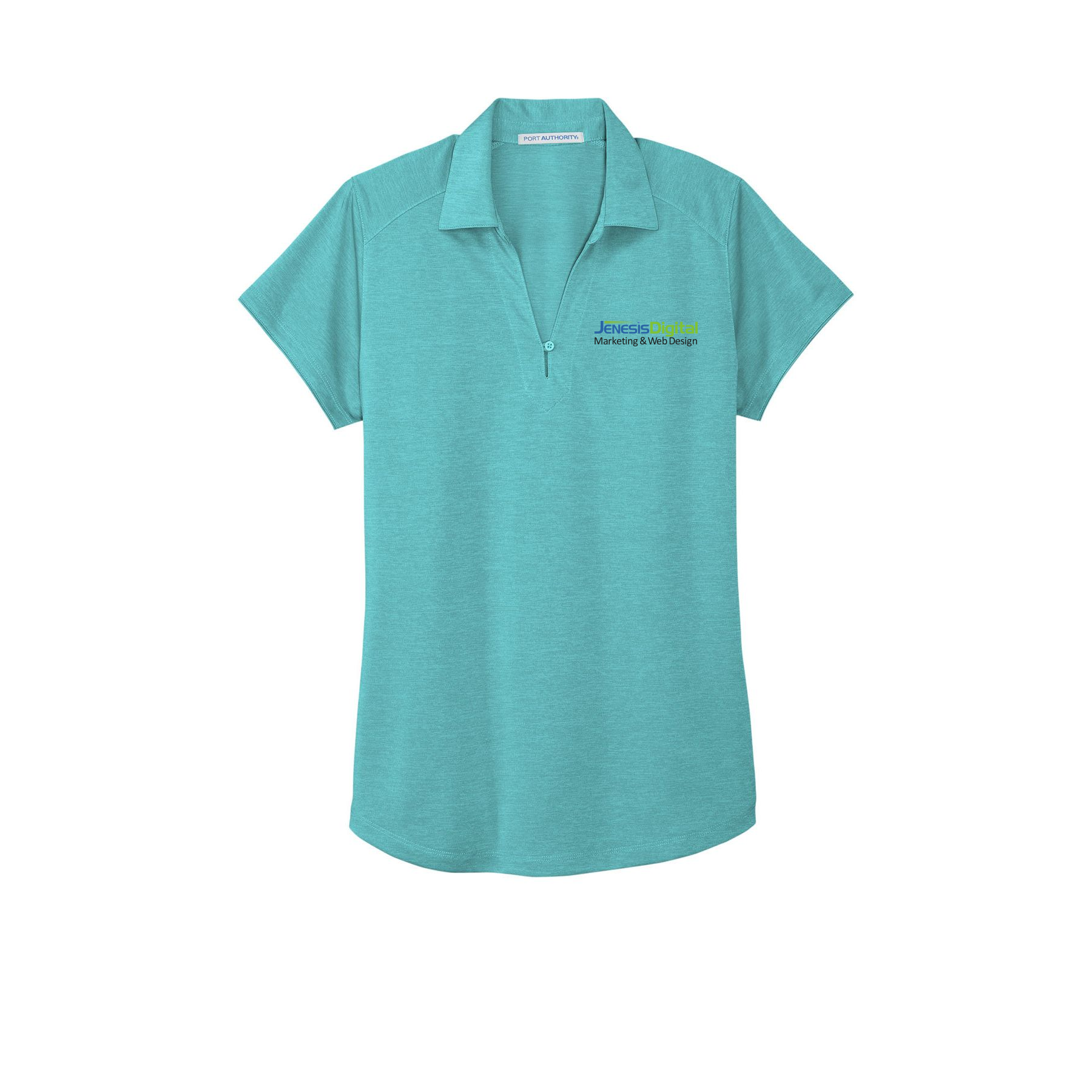 jenesisdigital-womens-digi-heather-performance-polo-embroidery-leftchest-L574-mauiblue-flat-front