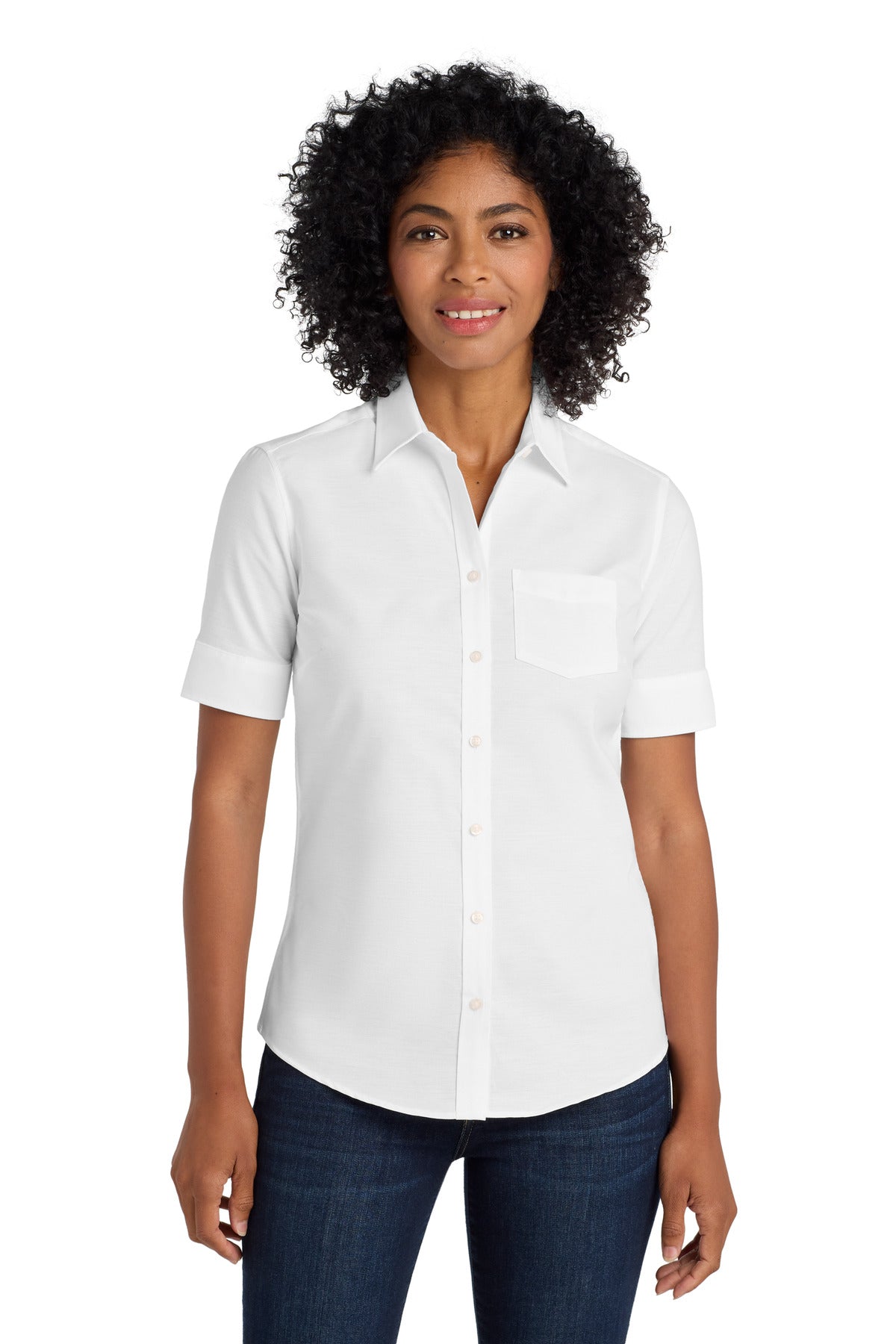 Port Authority® Women's Short Sleeve SuperPro™ Oxford Shirt. L659