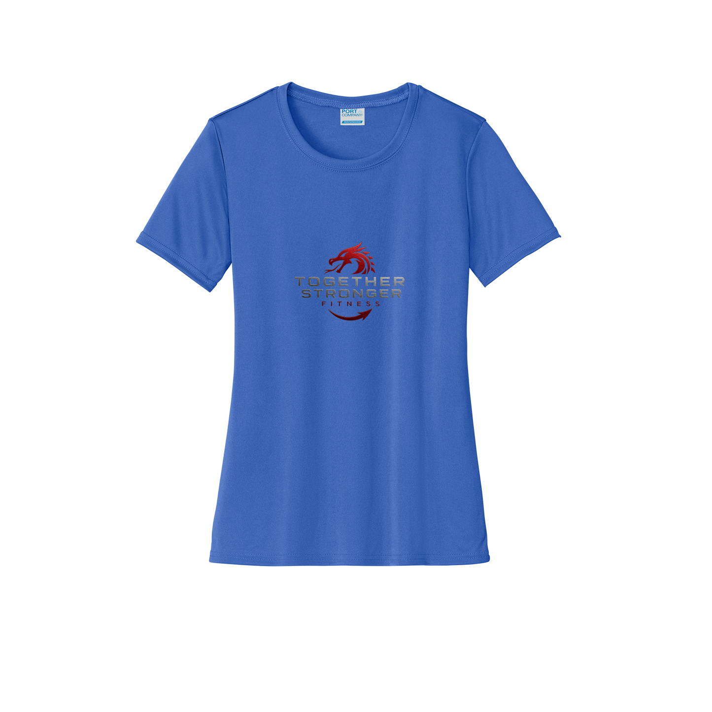 togetherstrongerfitness-port-and-co-womens-performance-tee-dtf-front-LPC380-royal-flat-front