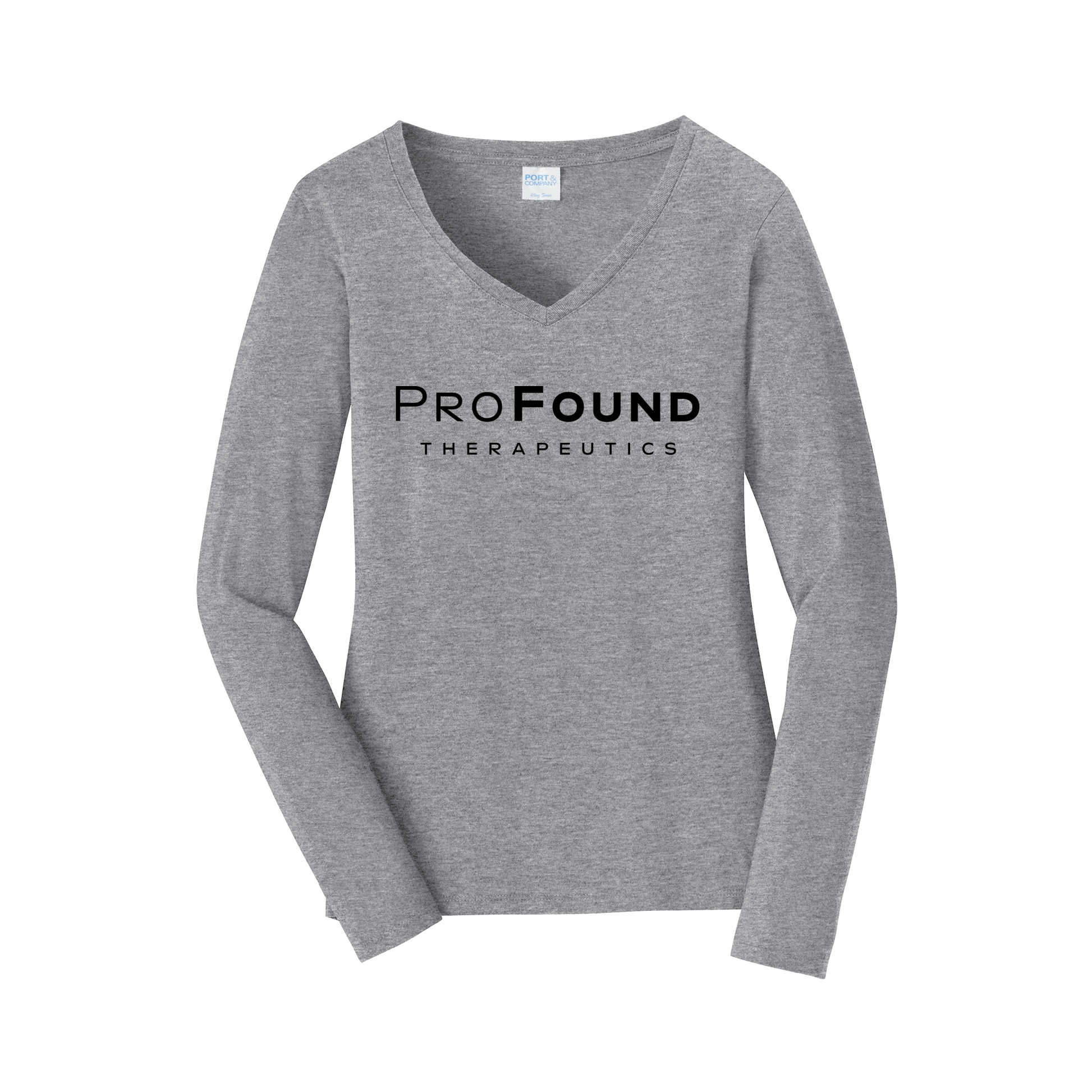profoundtx-womens-long-sleeve-v-neck-dtf-front-LPC450VLS-athleticheather-flat-front