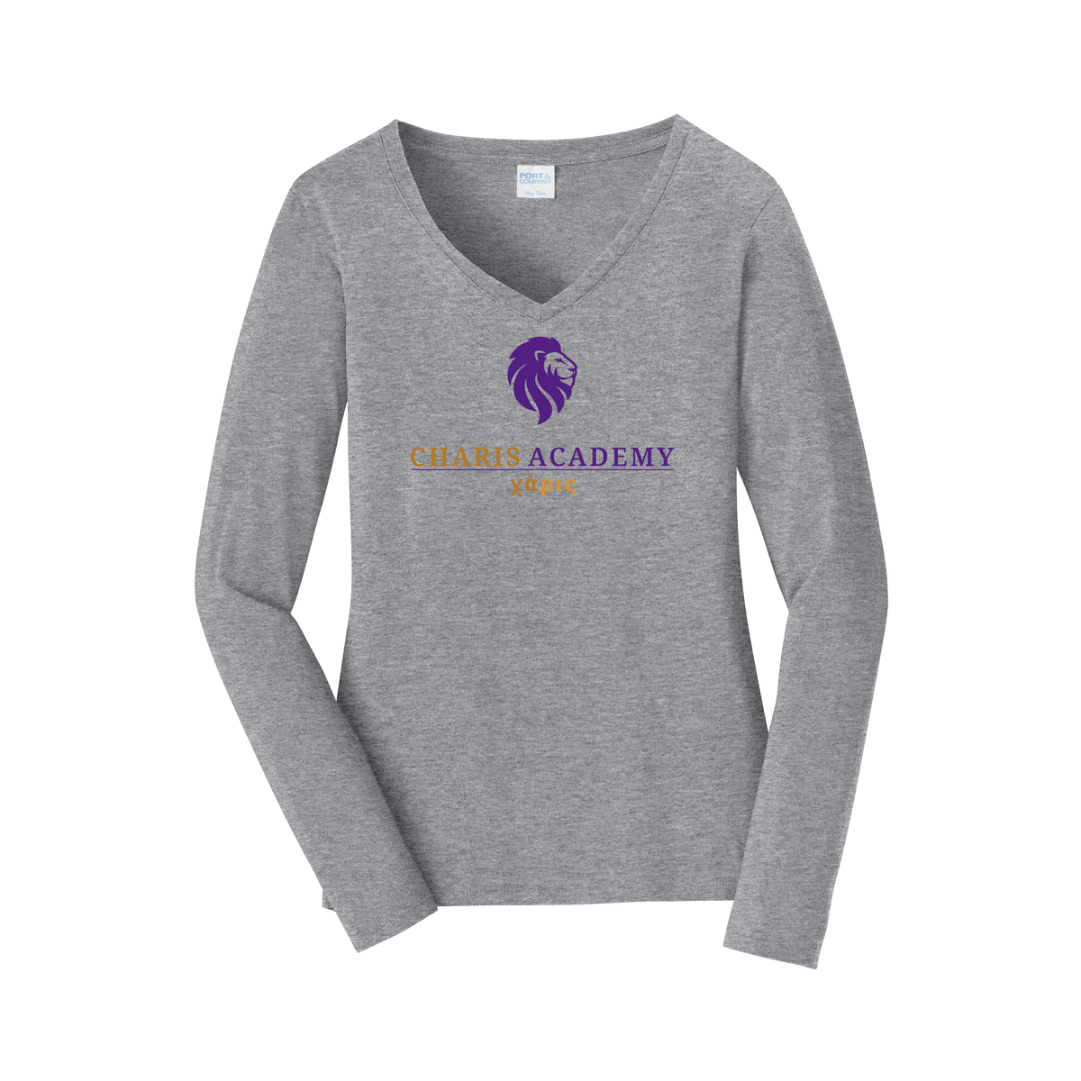cahazleton-womens-long-sleeve-v-neck-dtf-front-LPC450VLS-athleticheather-flat-front