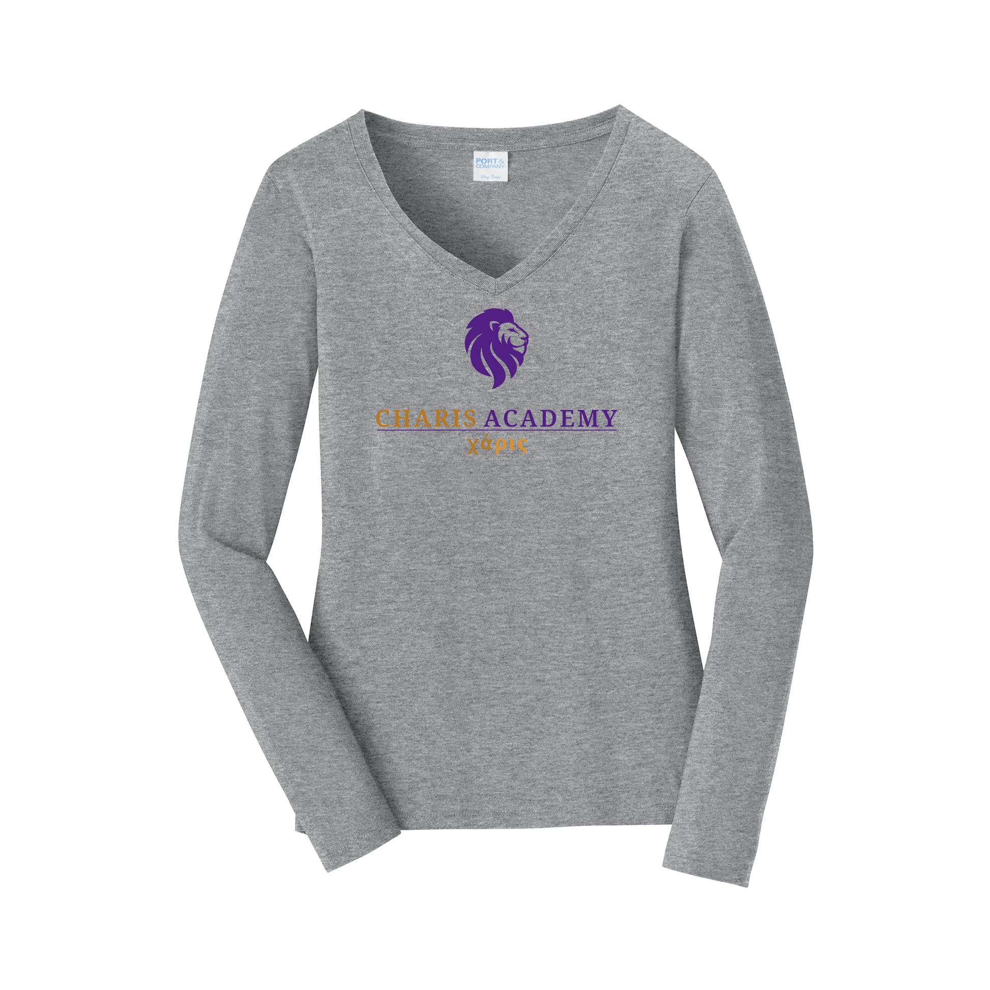 cahazleton-womens-long-sleeve-v-neck-dtf-front-LPC450VLS-athleticheather-flat-front