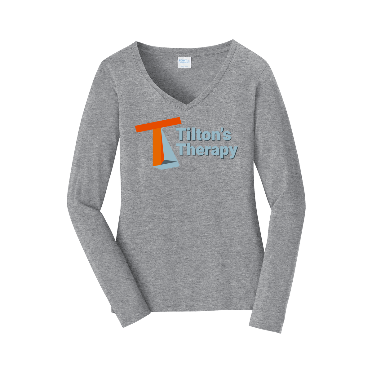 tiltonstherapy-womens-long-sleeve-v-neck-dtf-front-LPC450VLS-athleticheather-flat-front