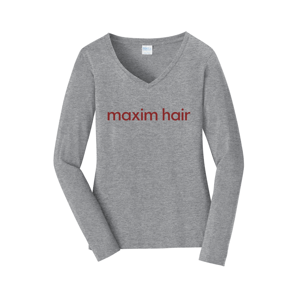 maximhairrestoration-womens-long-sleeve-v-neck-dtf-front-LPC450VLS-athleticheather-flat-front