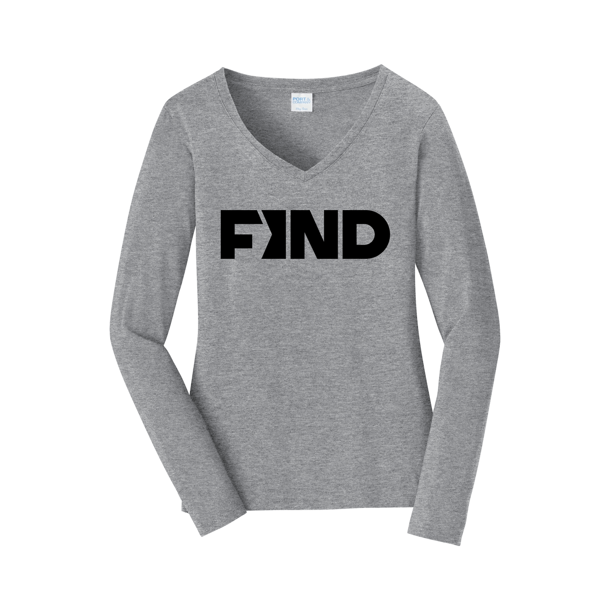 findrealestate-womens-long-sleeve-v-neck-dtf-front-LPC450VLS-athleticheather-flat-front