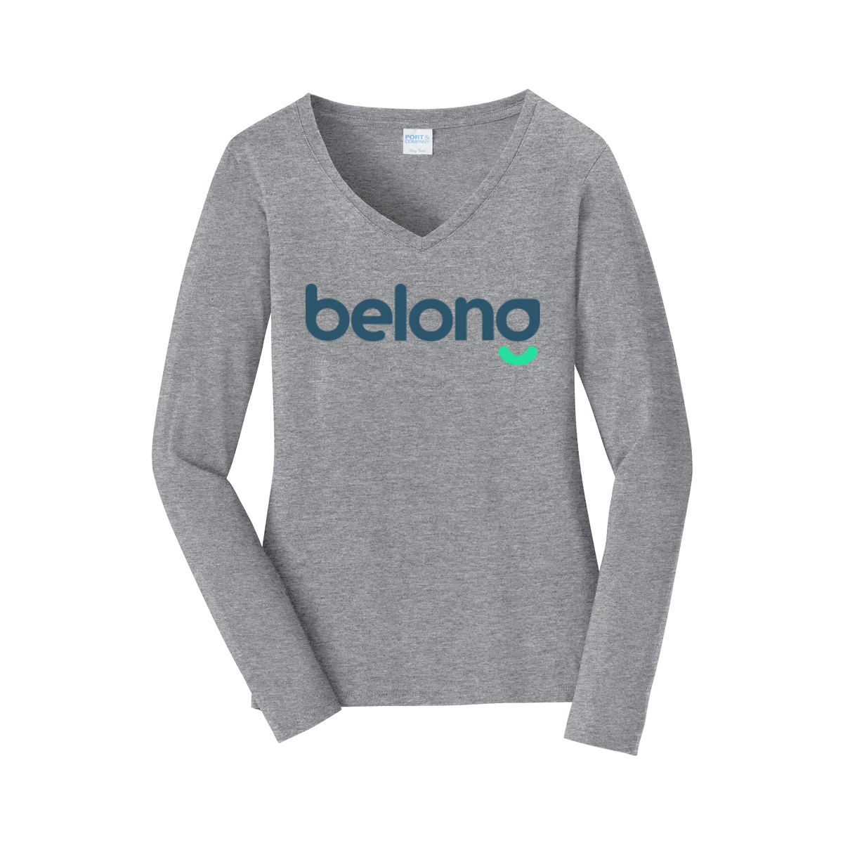 belonghome-womens-long-sleeve-v-neck-dtf-front-LPC450VLS-athleticheather-flat-front