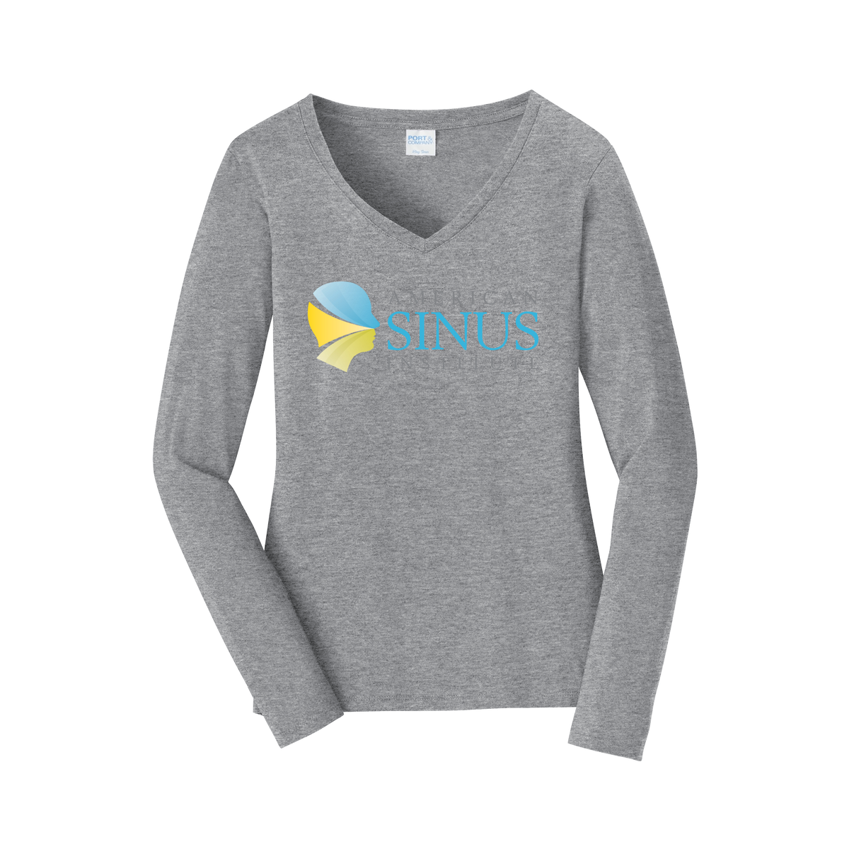 americansinus-womens-long-sleeve-v-neck-dtf-front-LPC450VLS-athleticheather-flat-front