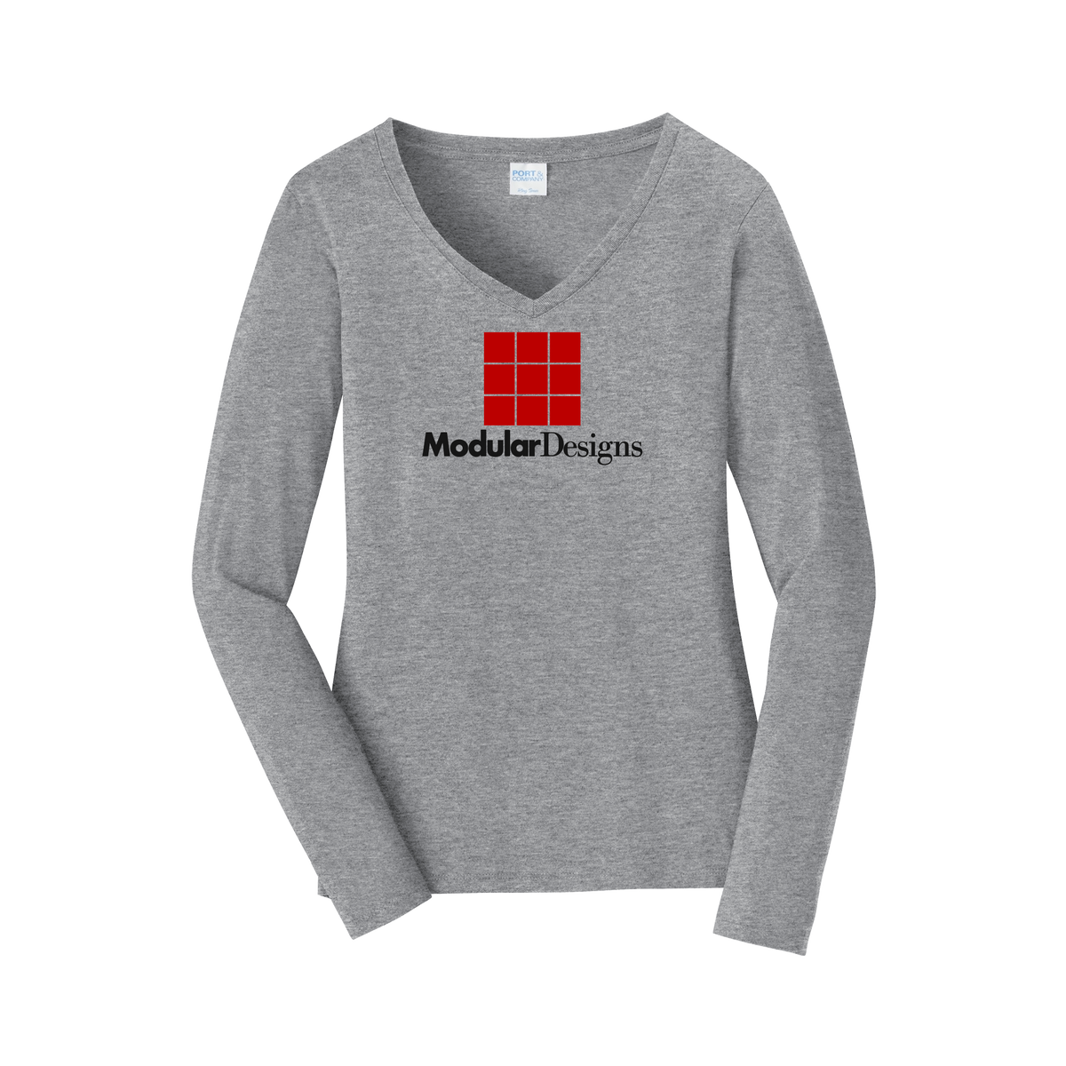 modulardesignsflooring-womens-long-sleeve-v-neck-dtf-front-LPC450VLS-athleticheather-flat-front