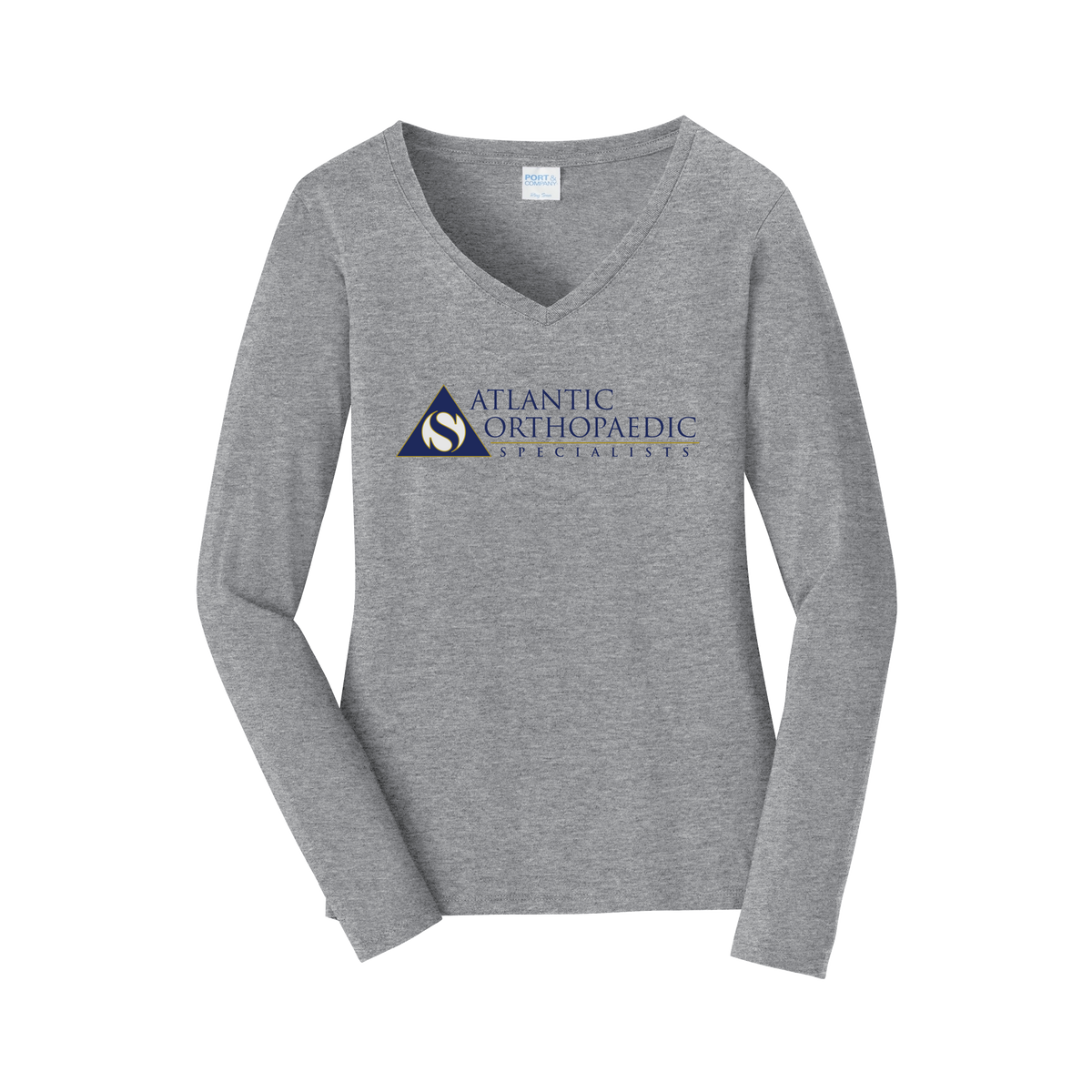 atlanticortho-womens-long-sleeve-v-neck-dtf-front-LPC450VLS-athleticheather-flat-front
