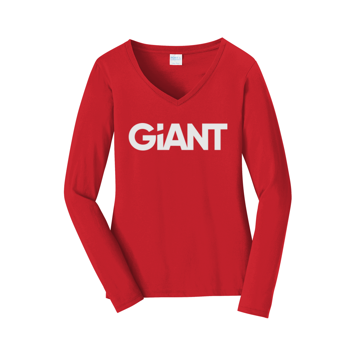 giantworldwide-womens-long-sleeve-v-neck-dtf-front-LPC450VLS-brightred-flat-front