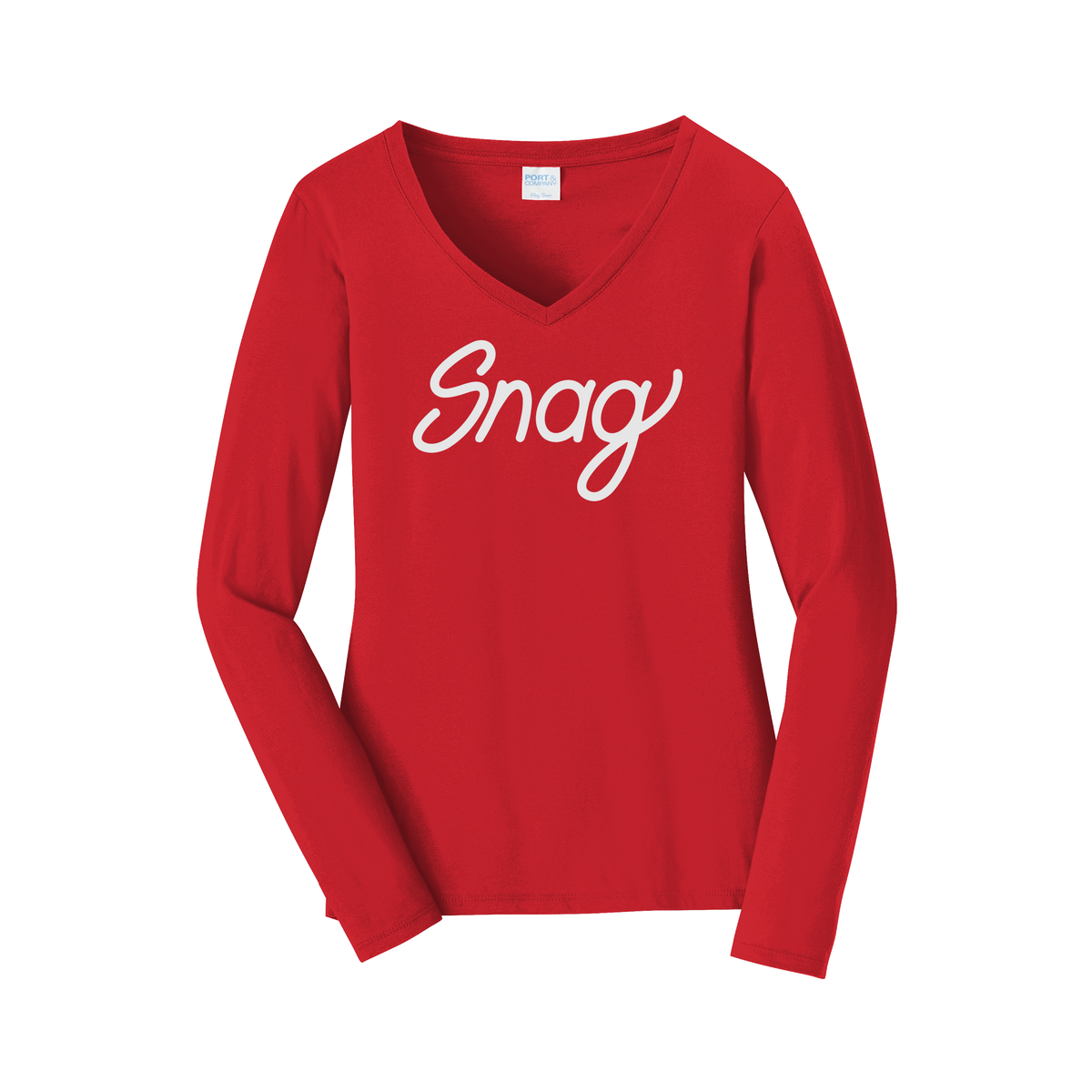 snagdelivery-womens-long-sleeve-v-neck-dtf-front-LPC450VLS-brightred-flat-front