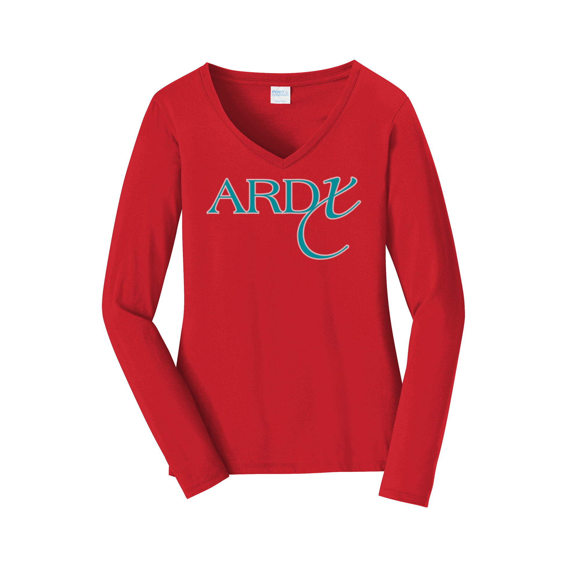 ardx-womens-long-sleeve-v-neck-dtf-front-LPC450VLS-brightred-flat-front
