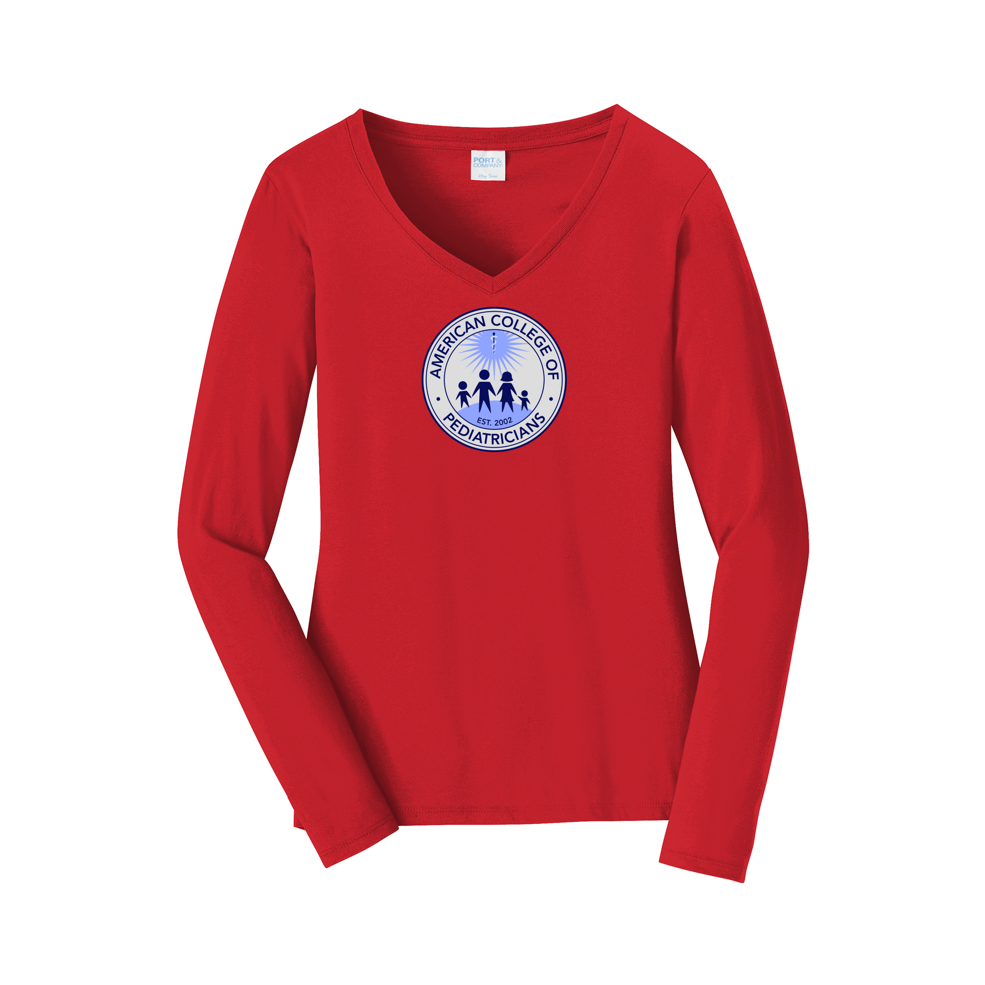 acpeds-womens-long-sleeve-v-neck-dtf-front-LPC450VLS-brightred-flat-front