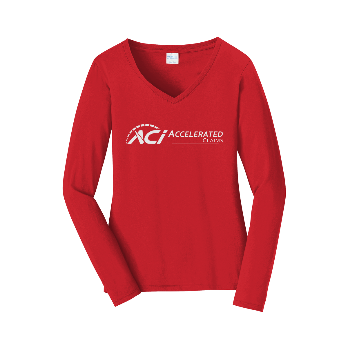accelclaims-womens-long-sleeve-v-neck-dtf-front-LPC450VLS-brightred-flat-front