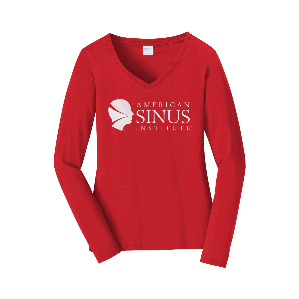 americansinus-womens-long-sleeve-v-neck-dtf-front-LPC450VLS-brightred-flat-front