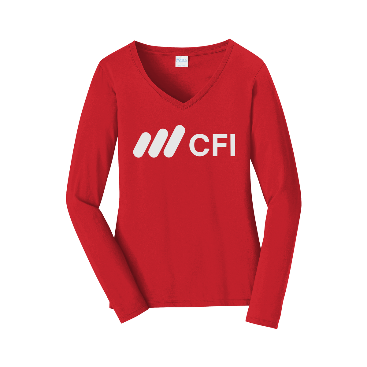 corporatefinanceinstitute-womens-long-sleeve-v-neck-dtf-front-LPC450VLS-brightred-flat-front