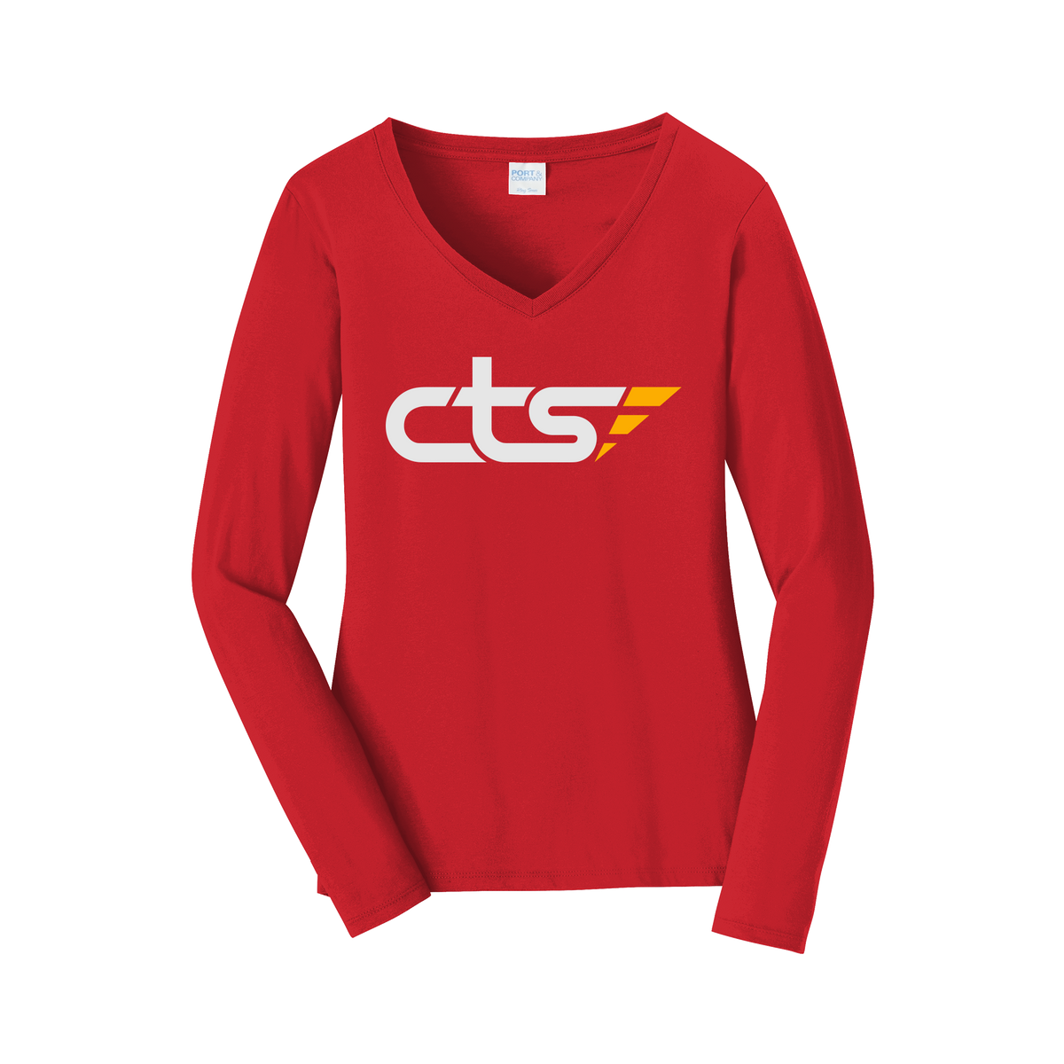 cts1-womens-long-sleeve-v-neck-dtf-front-LPC450VLS-brightred-flat-front
