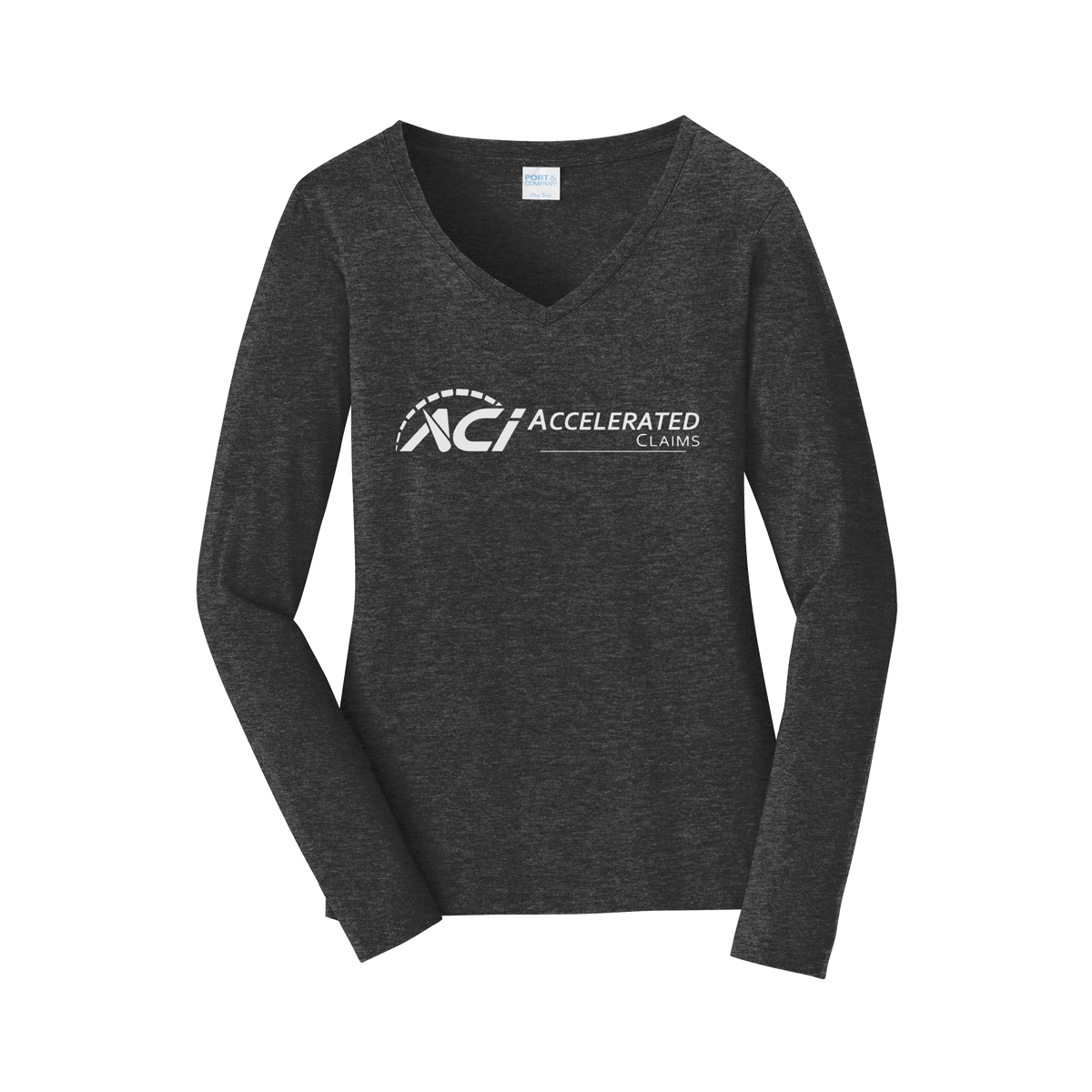 accelclaims-womens-long-sleeve-v-neck-dtf-front-LPC450VLS-darkheathergrey-flat-front