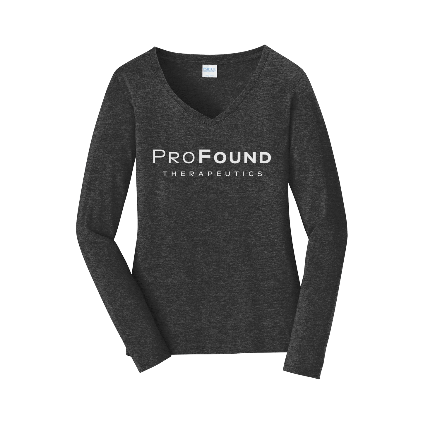 profoundtx-womens-long-sleeve-v-neck-dtf-front-LPC450VLS-darkheathergrey-flat-front