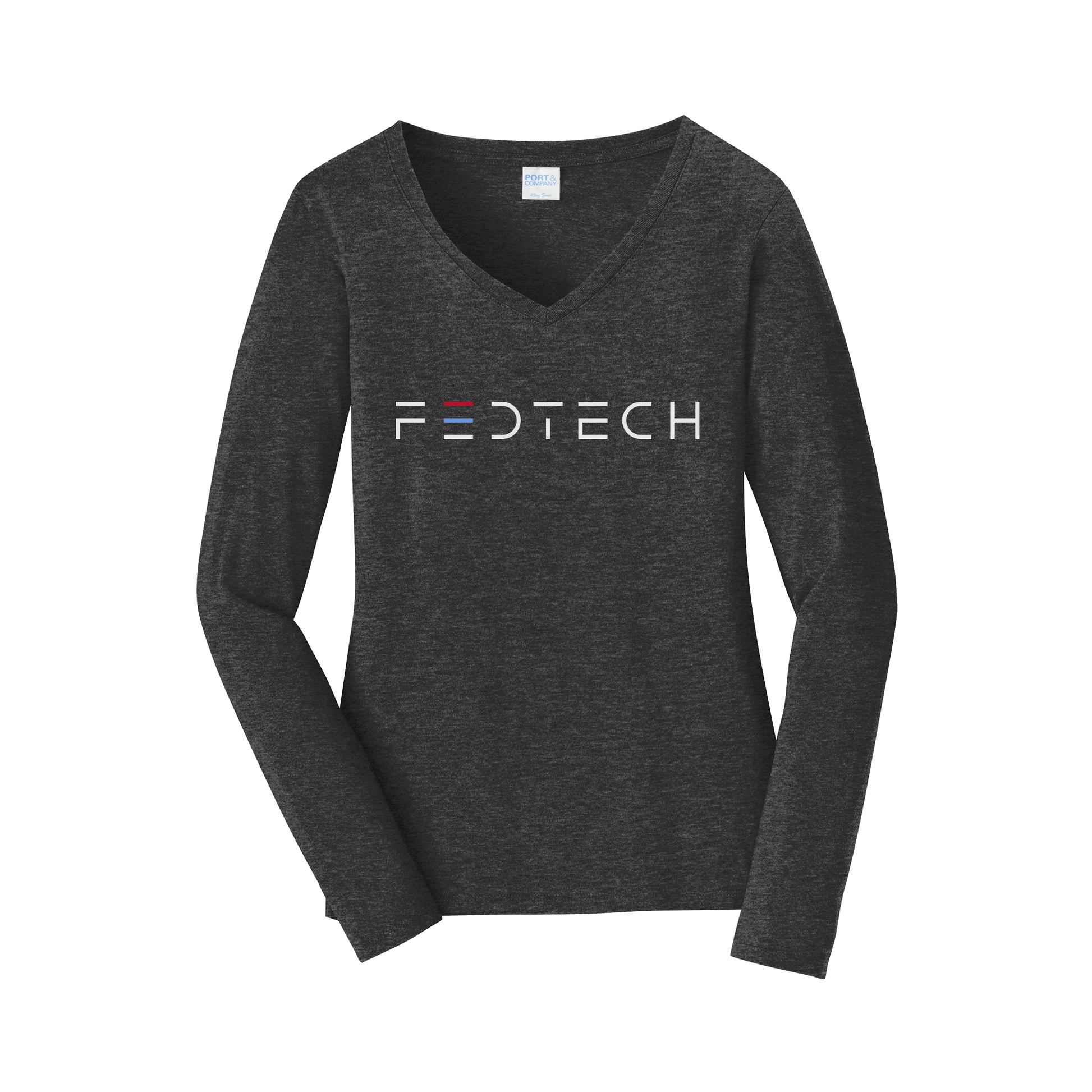 fedtech-womens-long-sleeve-v-neck-dtf-front-LPC450VLS-darkheathergrey-flat-front