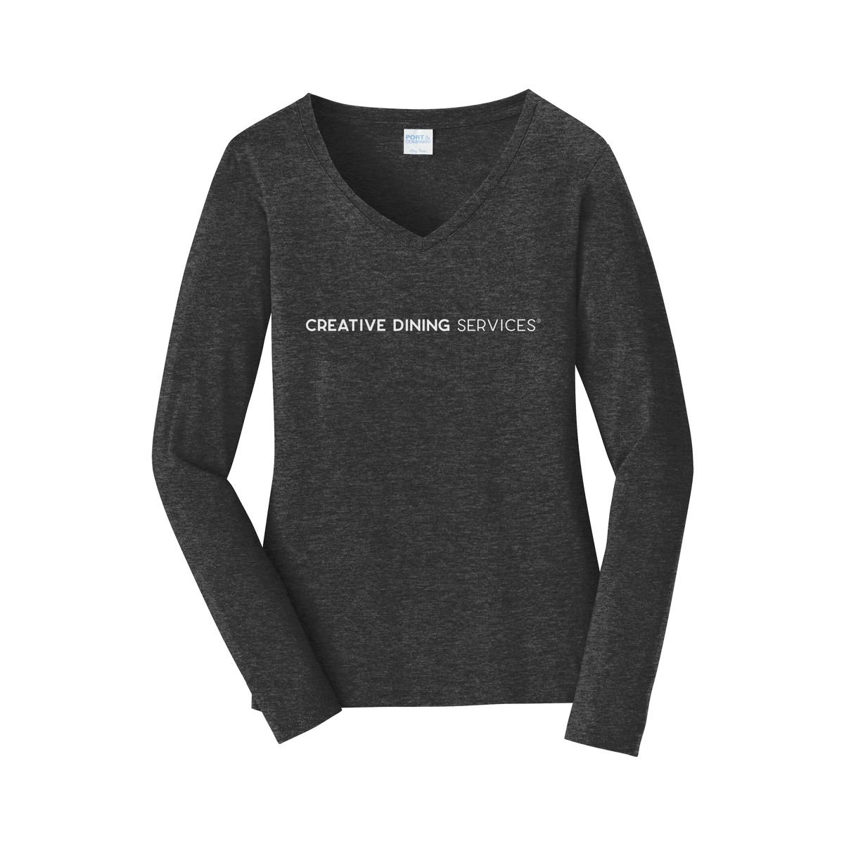 creativedining-womens-long-sleeve-v-neck-dtf-front-LPC450VLS-darkheathergrey-flat-front