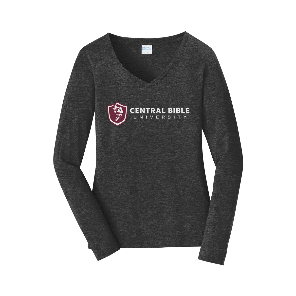 centralbible-womens-long-sleeve-v-neck-dtf-front-LPC450VLS-darkheathergrey-flat-front