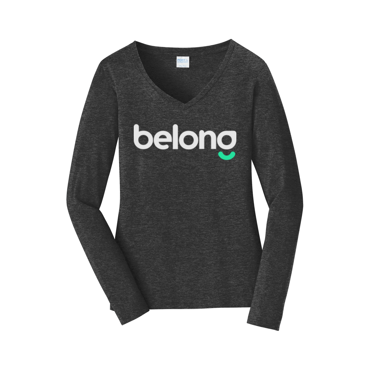 belonghome-womens-long-sleeve-v-neck-dtf-front-LPC450VLS-darkheathergrey-flat-front