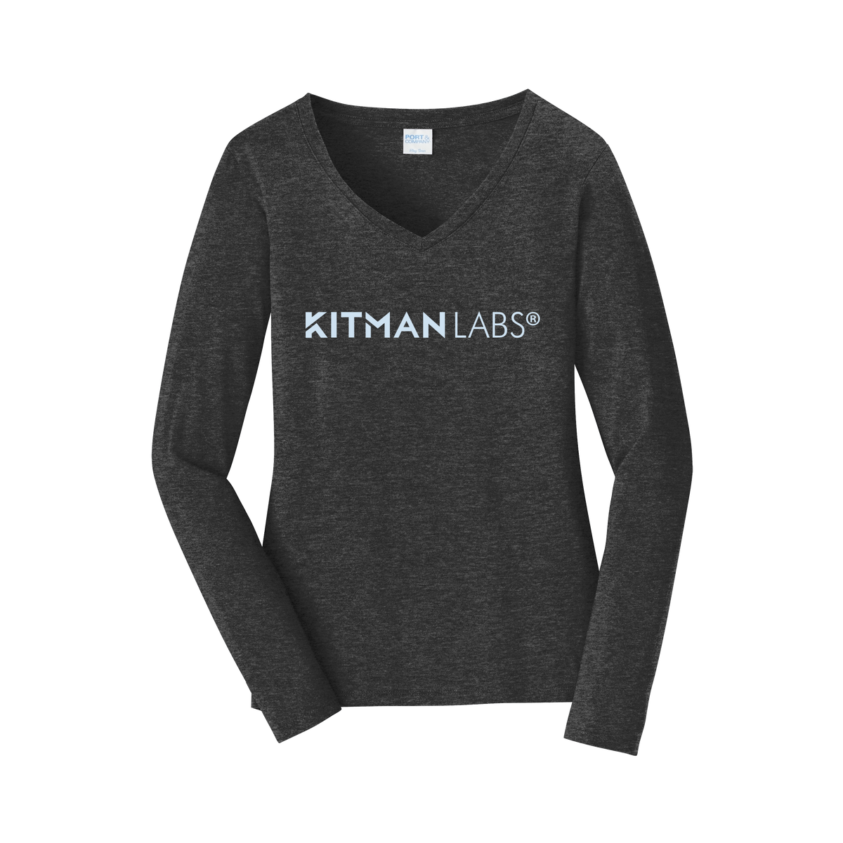 kitmanlabs-womens-long-sleeve-v-neck-dtf-front-LPC450VLS-darkheathergrey-flat-front