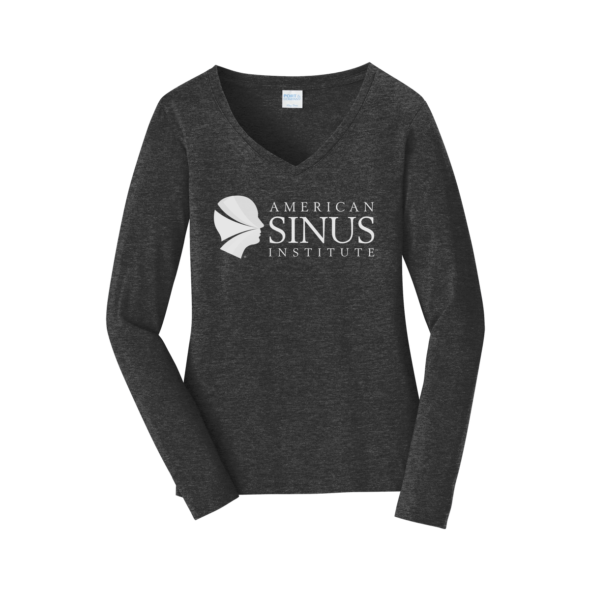 americansinus-womens-long-sleeve-v-neck-dtf-front-LPC450VLS-darkheathergrey-flat-front