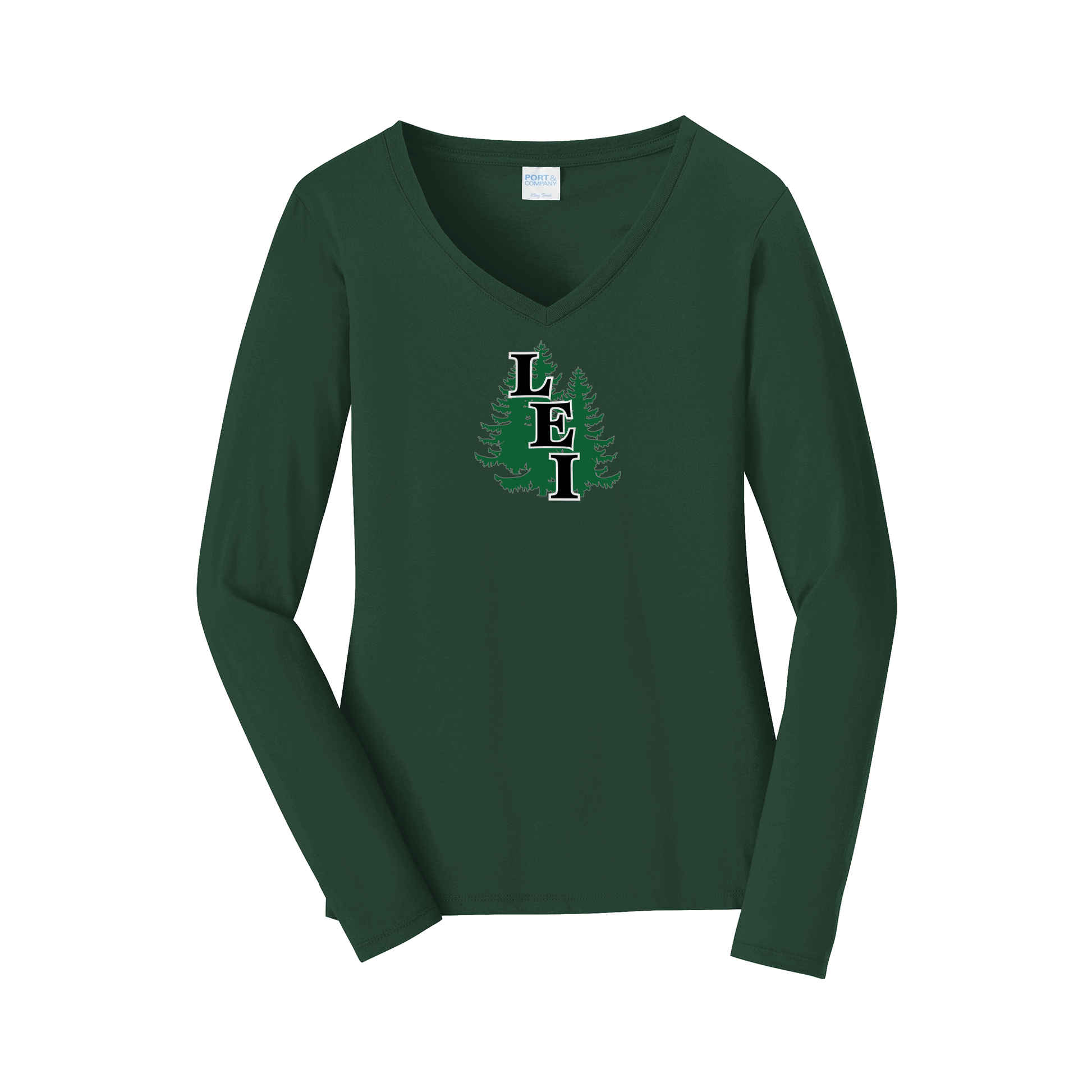 leisite-womens-long-sleeve-v-neck-dtf-front-LPC450VLS-forestgreen-flat-front