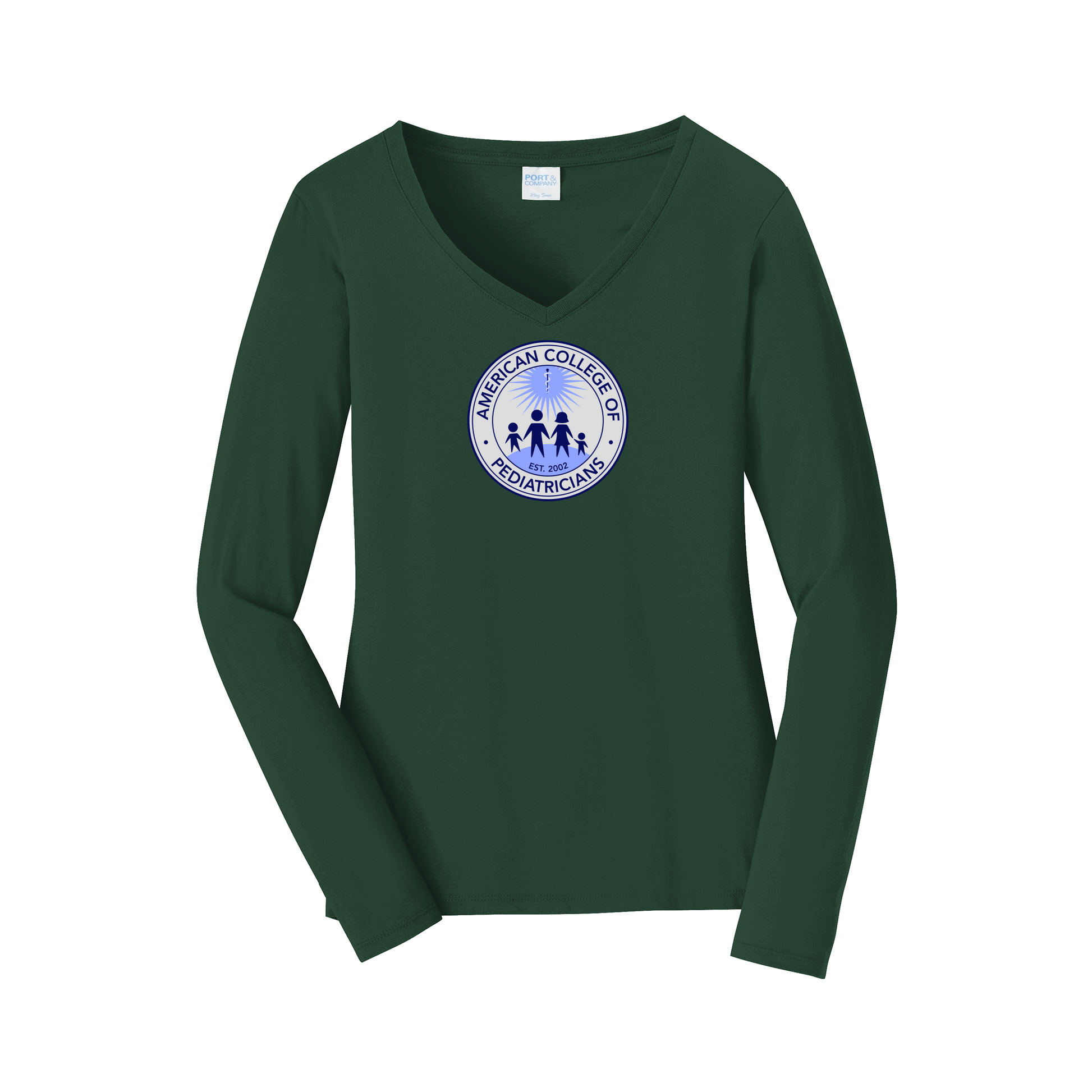 acpeds-womens-long-sleeve-v-neck-dtf-front-LPC450VLS-forestgreen-flat-front