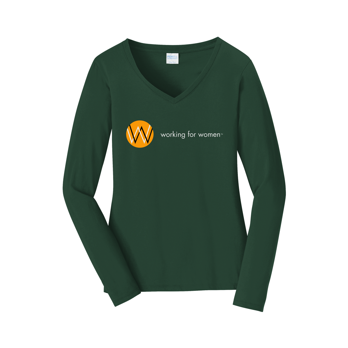 workingforwomen-womens-long-sleeve-v-neck-dtf-front-LPC450VLS-forestgreen-flat-front